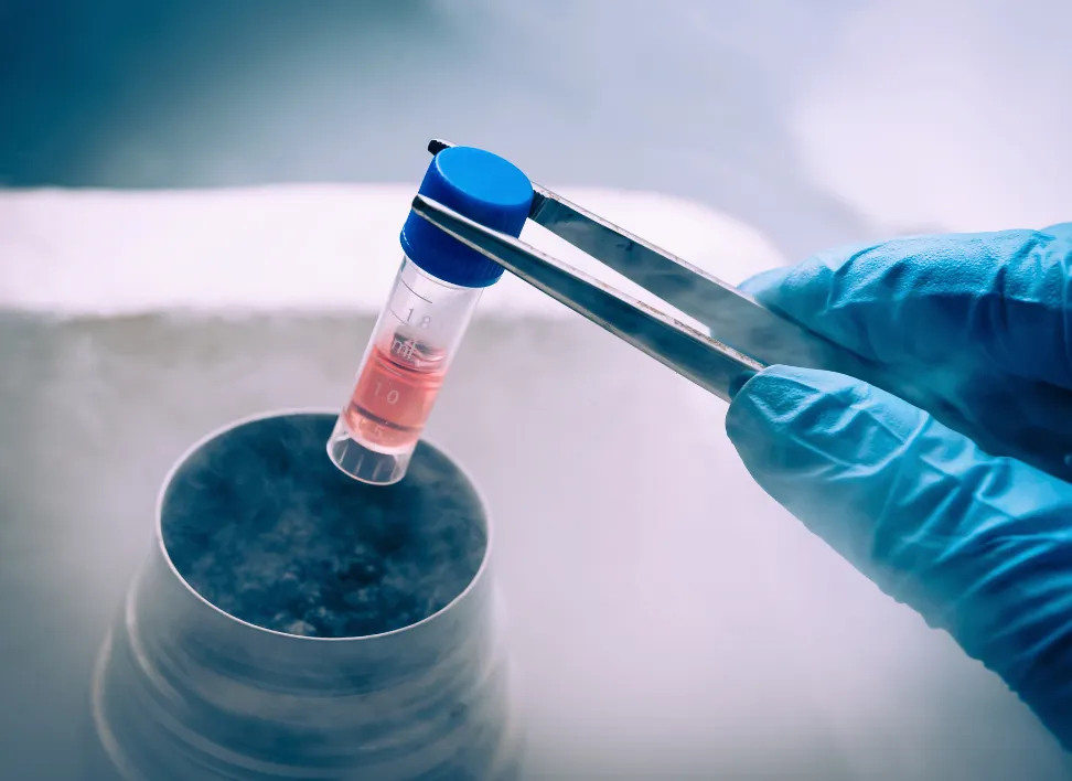 Cryogenic vial containing stem cells for regenerative medicine.