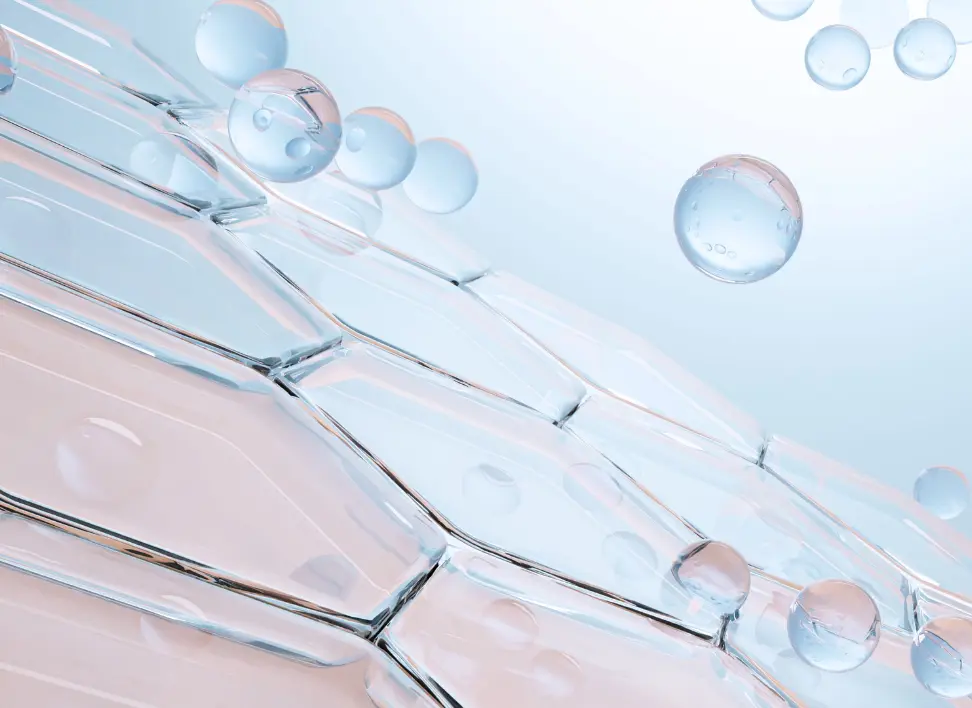 Abstract illustration of cells and fluid environment representing chronic inflammation and biological aging processes
