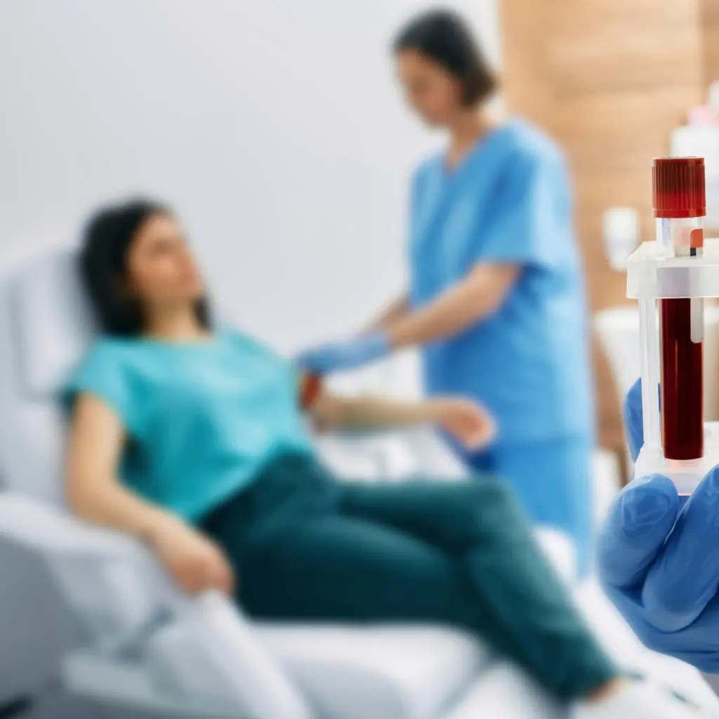 Patient receiving blood draw for biomarker testing and longevity monitoring at NeoMedicine Institute Miami FL
