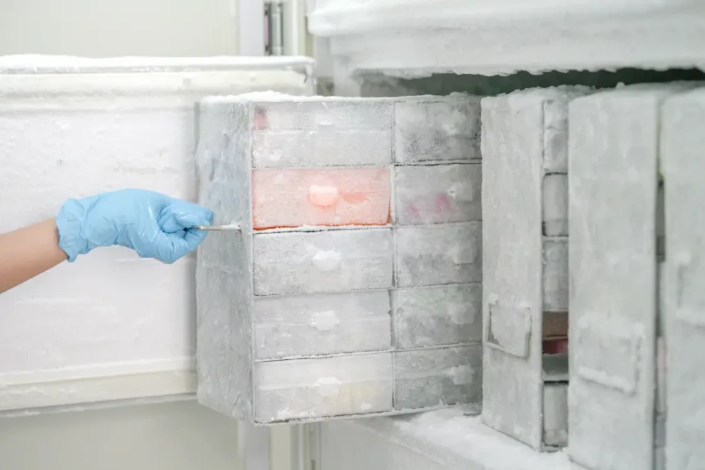 Stem cell cryopreservation storage at ultra-low temperature representing stem cell banking at NeoMedicine Institute Miami FL