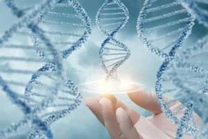 DNA strand illustration representing stem cell therapy and aging research at NeoMedicine Institute Miami FL