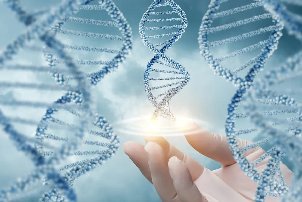 DNA strand illustration representing stem cell therapy and aging research at NeoMedicine Institute Miami FL